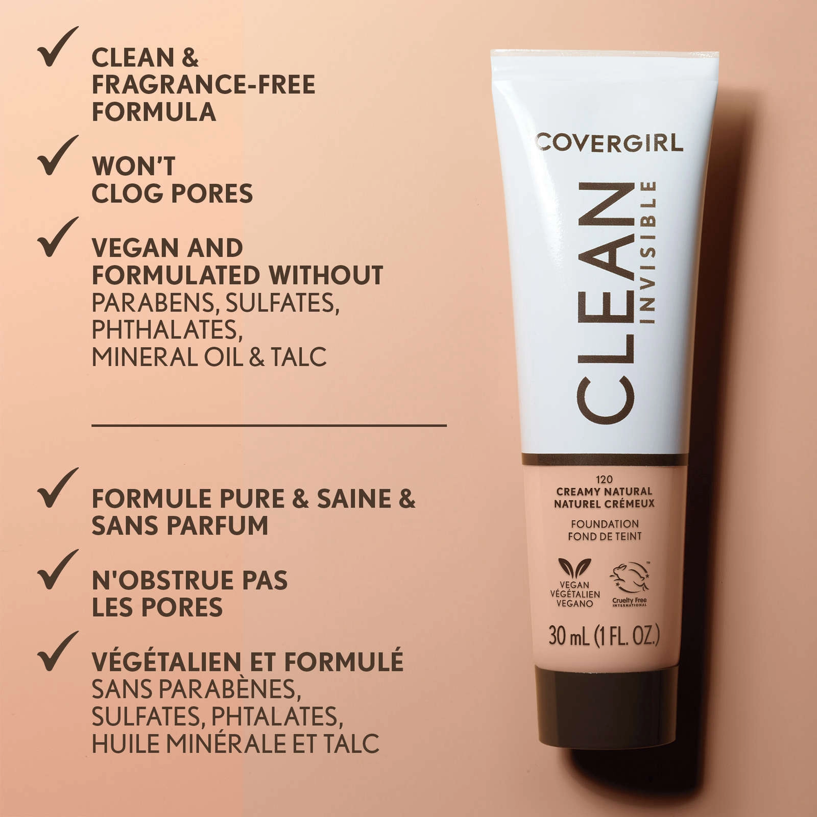 COVERGIRL Clean Invisible Foundation Deep Golden 170 - Lightweight, Buildable, Natural Finish - Image 5