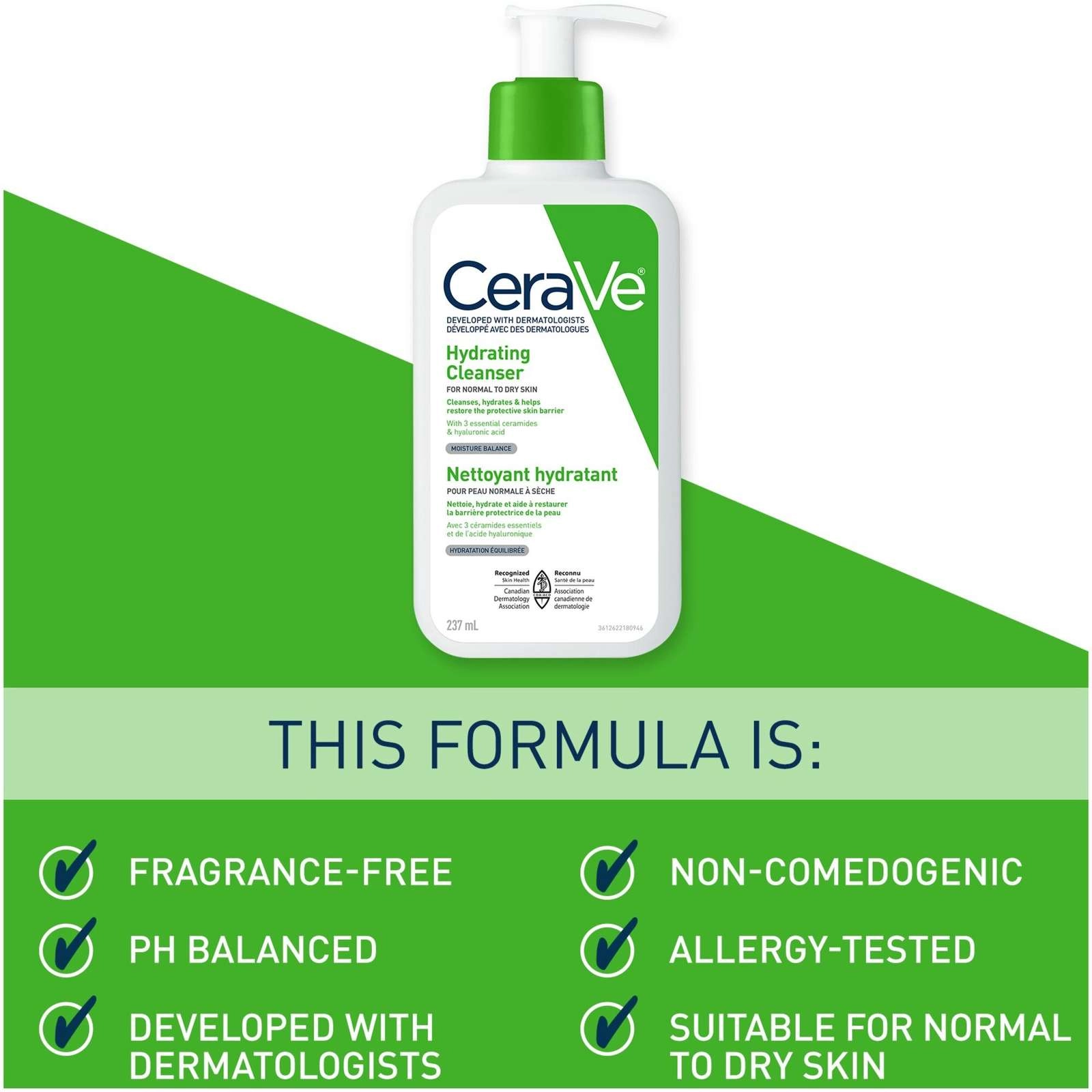 CeraVe Hydrating Cleanser for Normal to Dry Skin - Gentle Face Wash with Ceramides & Hyaluronic Acid - Image 3
