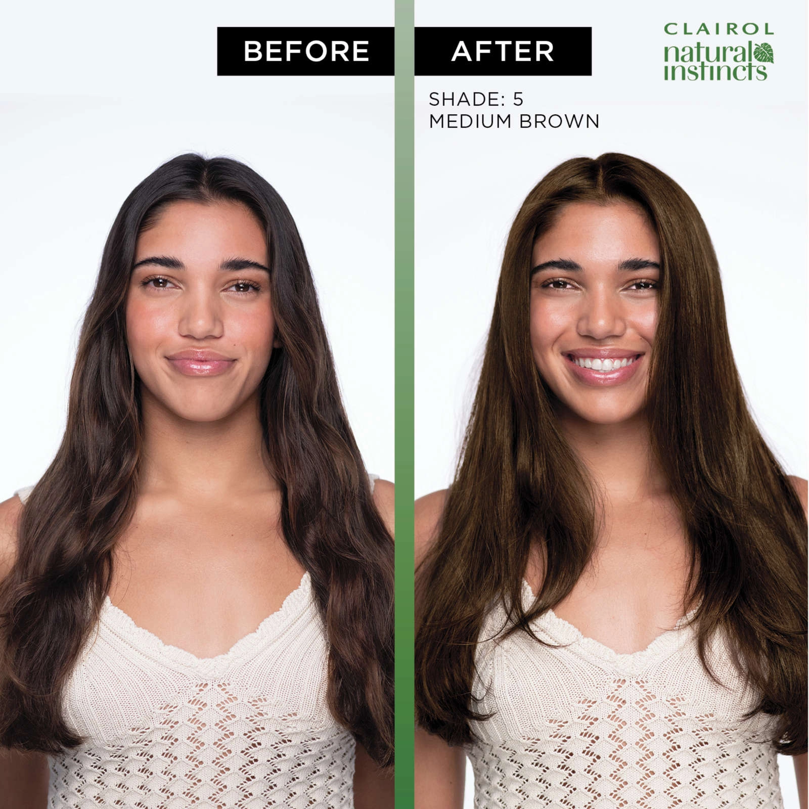 Clairol Natural Instincts Demi-Permanent Hair Color 5 Medium Brown, 0% Ammonia, Vegan Formula - Image 3