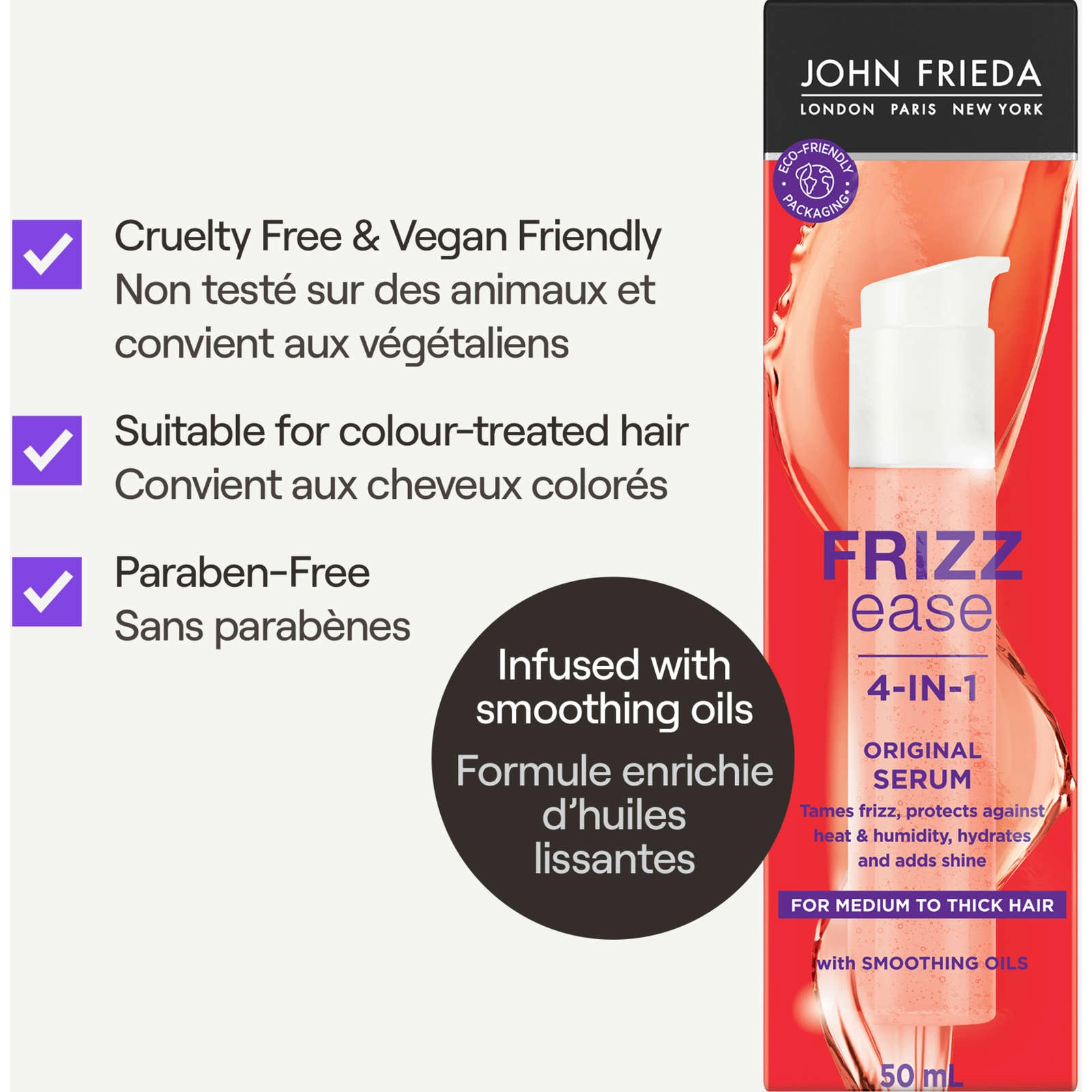 John Frieda Frizz Ease Original Smooth Serum - 72 Hour Frizz Protection, Ideal for Medium to Thick Hair - Image 5