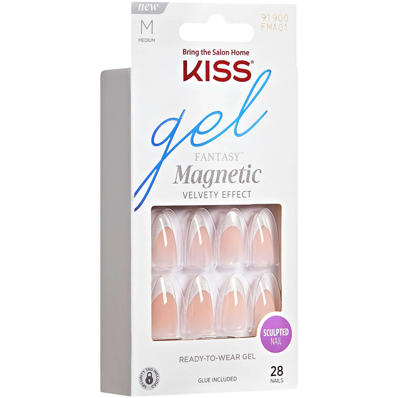 KISS Gel Fantasy Magnetic Nails - On-Trend Silver Tipped, Medium Length, Almond Shaped, Waterproof - Image 6