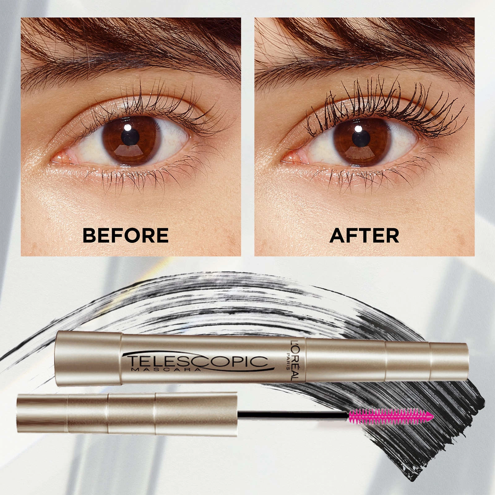 L'Oréal Paris Telescopic Waterproof Mascara Noir - Lengthens Lashes Up to 60% with Precision Brush - Image 3