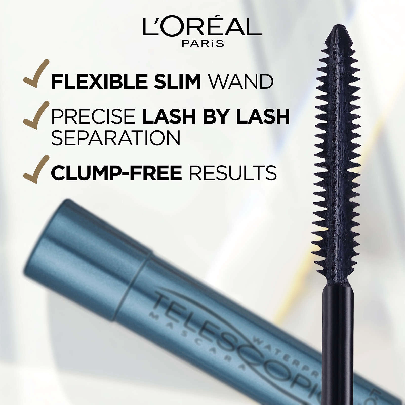 L'Oréal Paris Telescopic Waterproof Mascara Noir - Lengthens Lashes Up to 60% with Precision Brush - Image 5