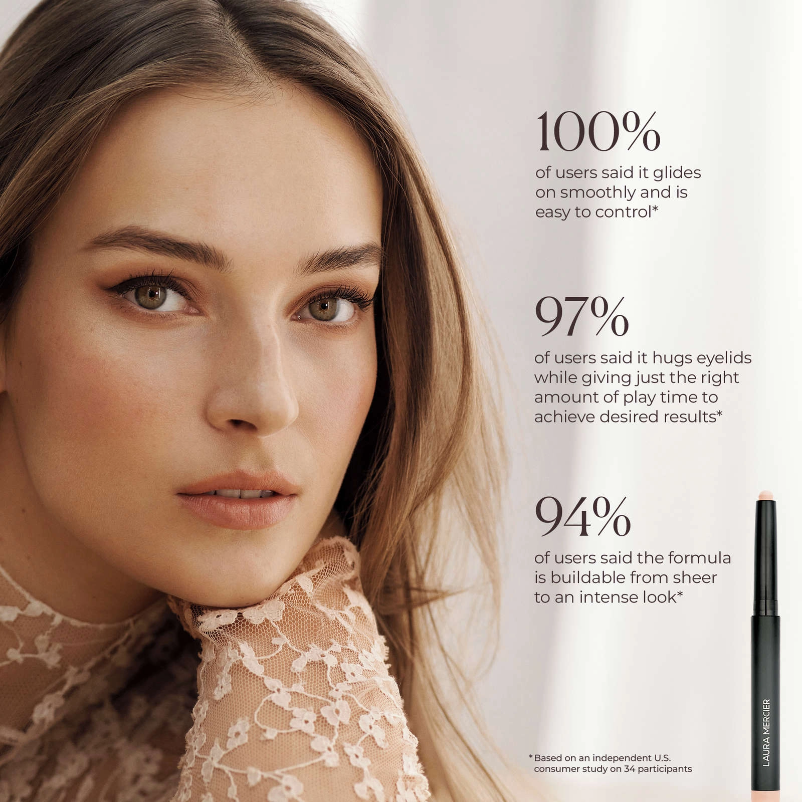 Laura Mercier Caviar Stick Eye Shadow in Vanilla Kiss - 24HR Waterproof, Crease-Proof, Transfer-Proof - Image 6
