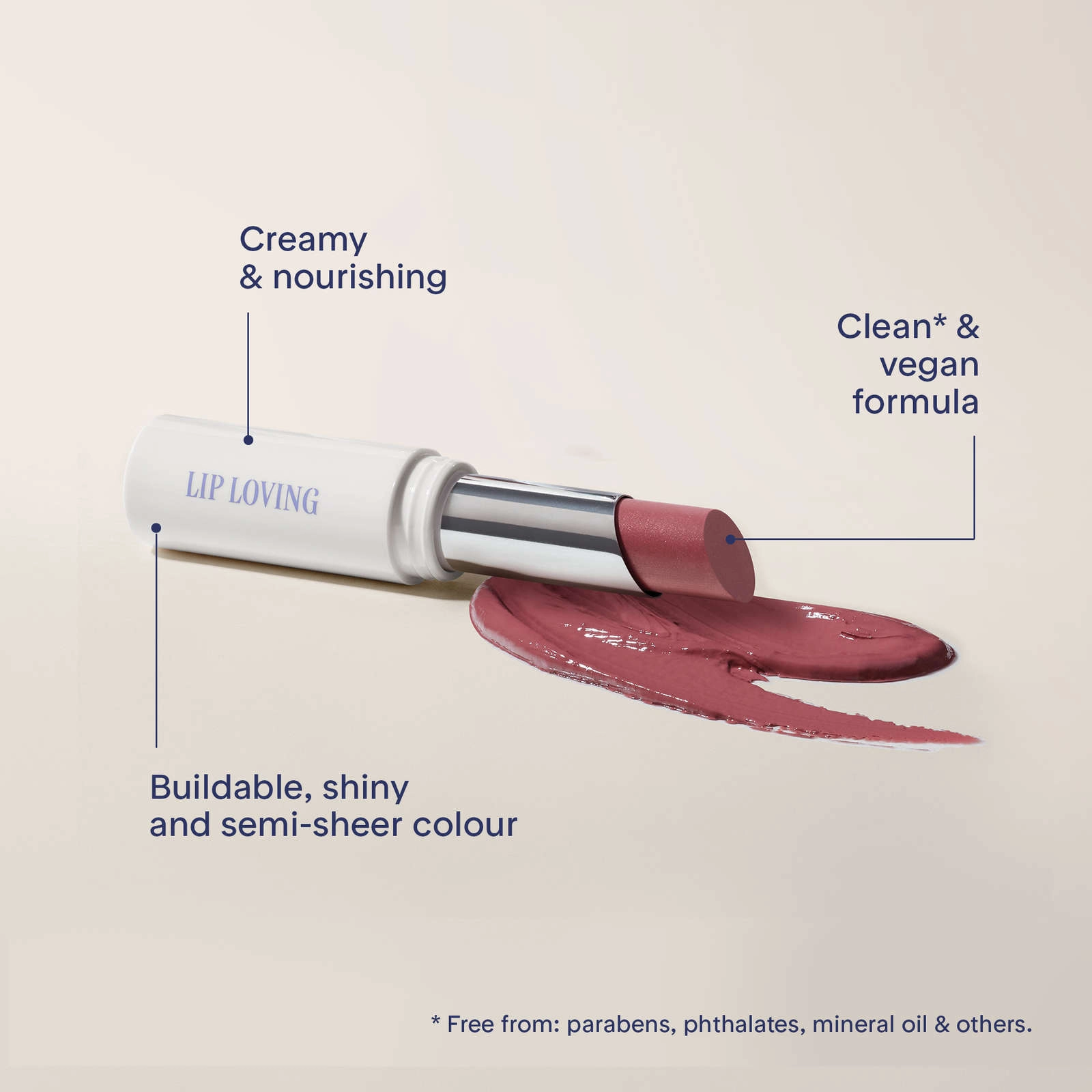 Lip Loving Colour & Caring Oil-in-Stick Lipstick - Living Rose, Vegan, Hydrating Formula, Paraben-Free - Image 4