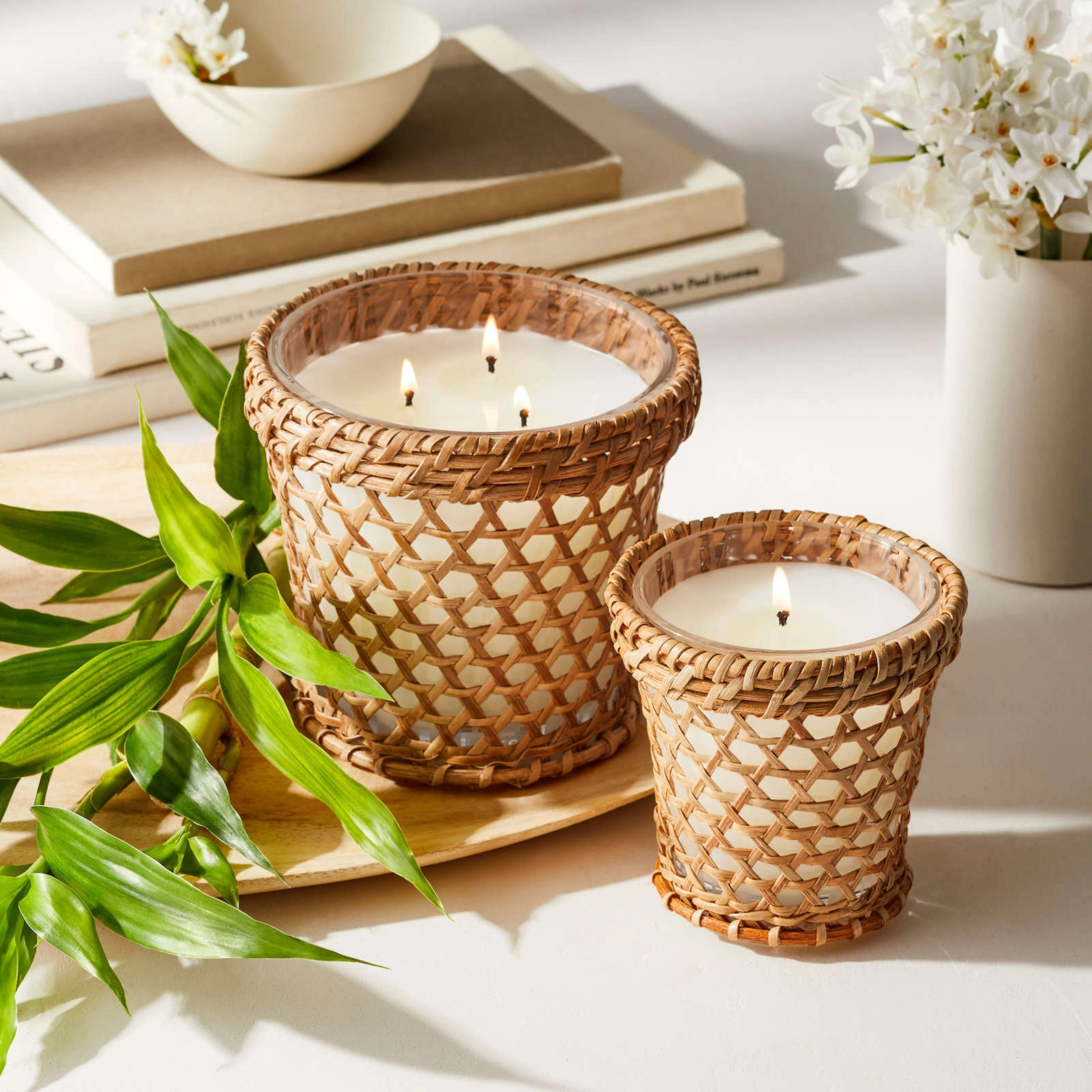 NEST New York Rattan Bamboo 3-Wick Candle with Handcrafted Sleeve - Luxurious Floral & Citrus Aroma - Image 4