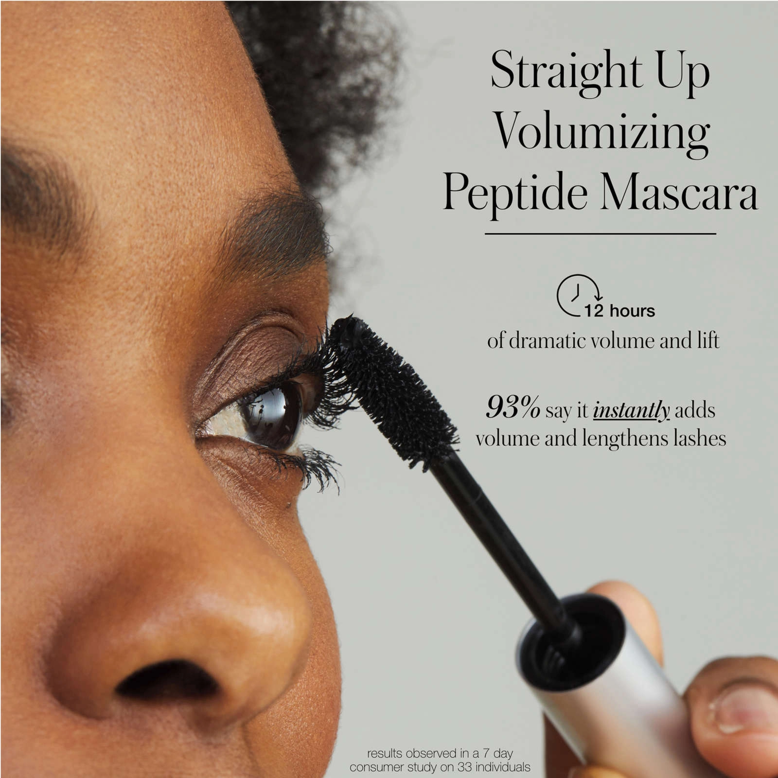 RMS Beauty Straight Up Volumizing Peptide Mascara - Full Size, HD Black for Dramatic Lashes - Image 5