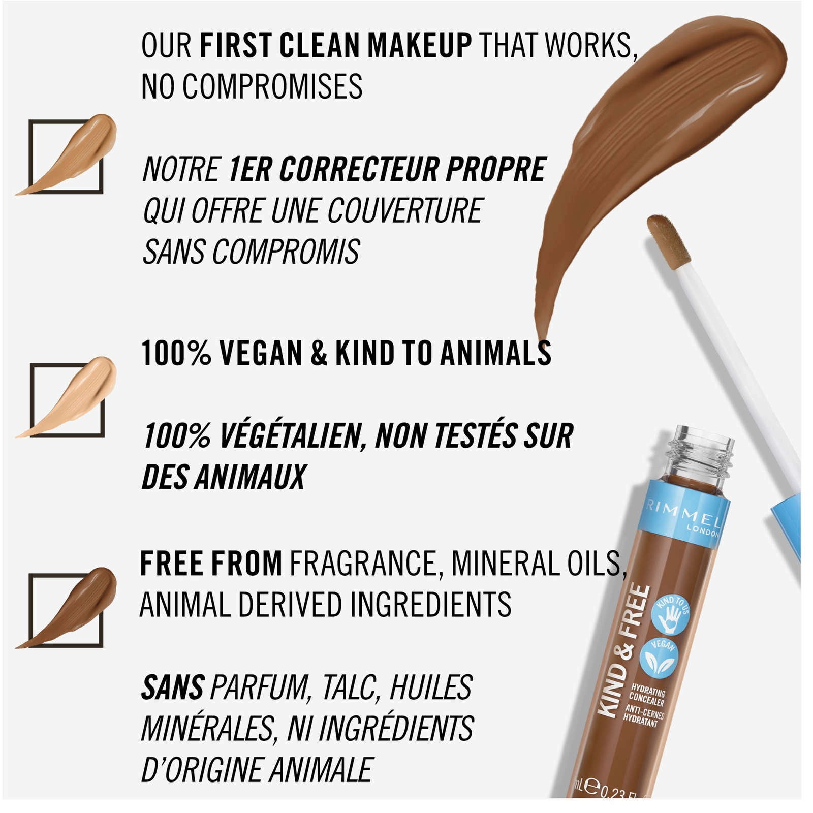 Rimmel Kind & Free Concealer Rich 050 - Vegan, Hydrating, Buildable Coverage for Flawless Skin - Image 4