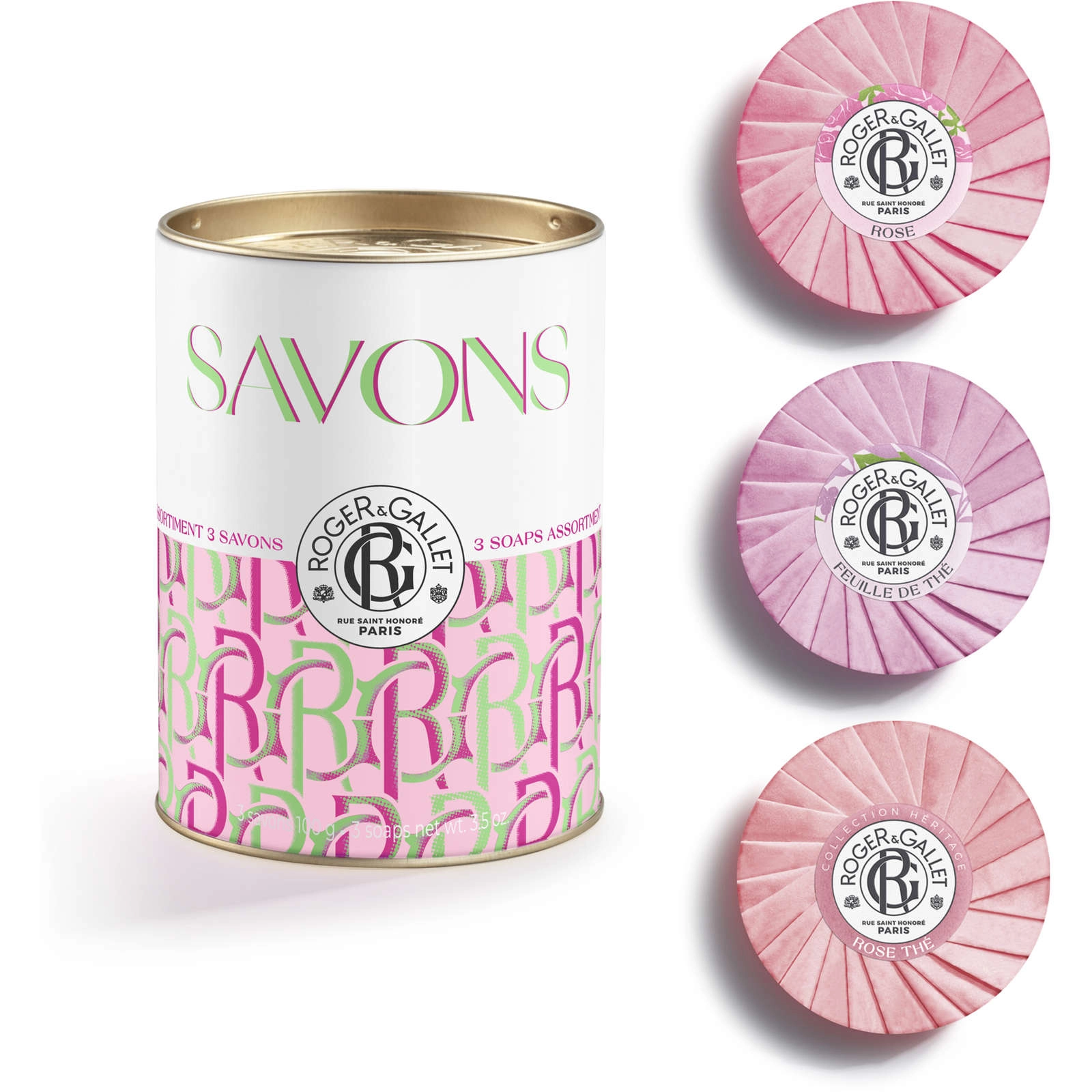 Roger & Gallet Pink Love Wellbeing Soap Trio - 3 Natural Soaps with Rose, Feuille de Thé, and Rose Thé - Image 2