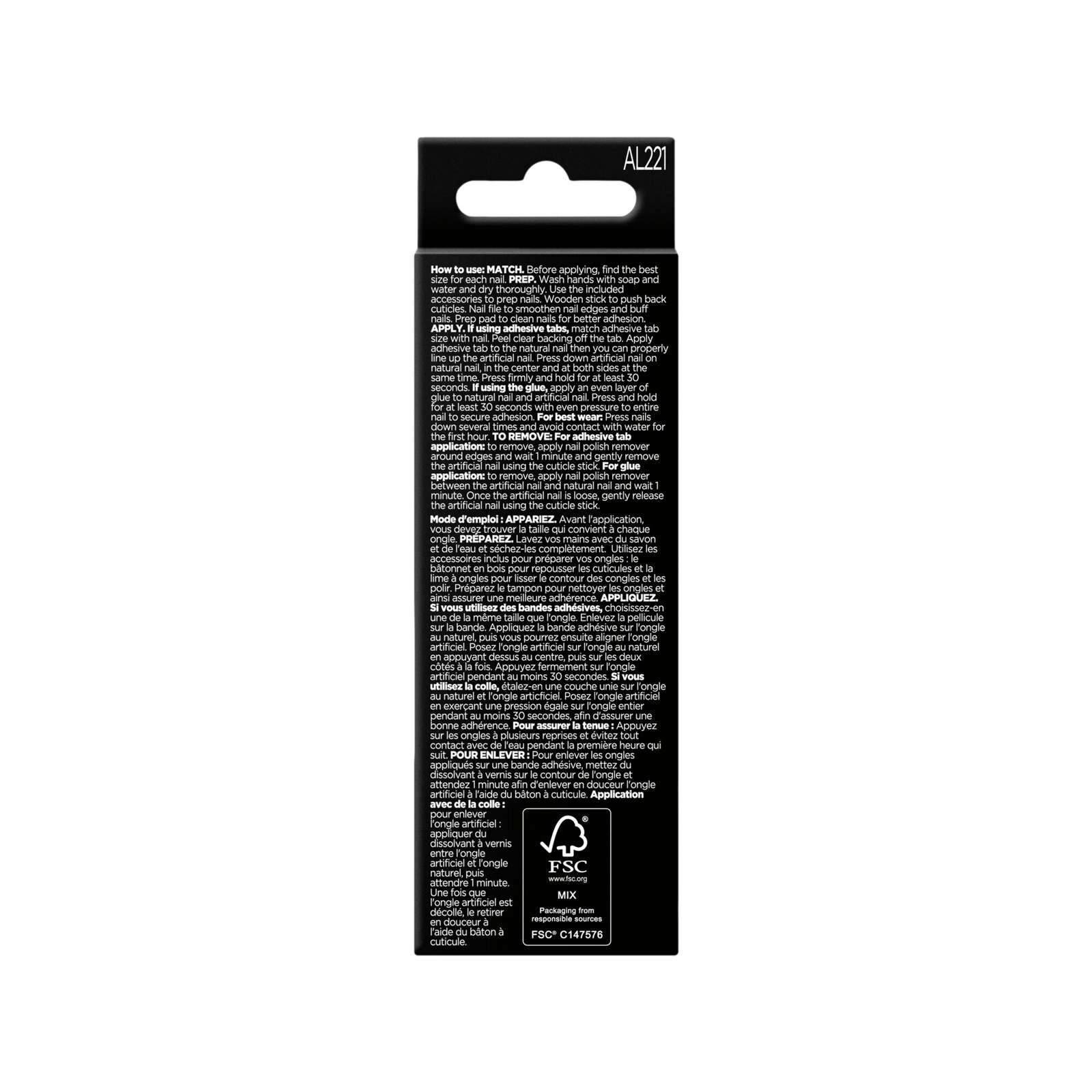 Sally Hansen Salon Effects Perfect Manicure Press-On Nails - ONYX PECTED COFFIN, 24 Premium Nails - Image 2